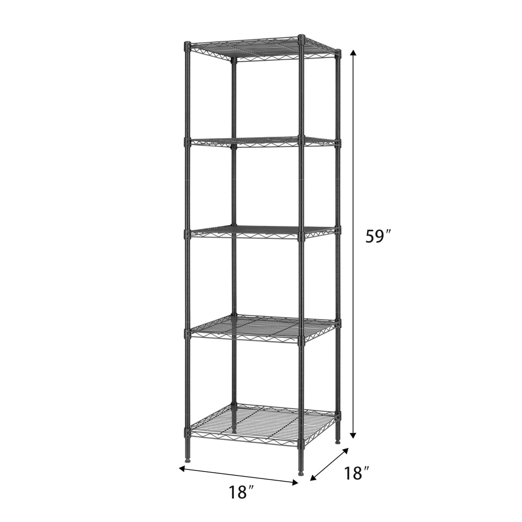 Finnhomy Heavy Duty 5 Tier Wire Shelving Unit, 18x18x59-inches 5 Shelves Storage Rack, Metal Shelving with Thicken Steel Tube, NSF Certified, Chrome