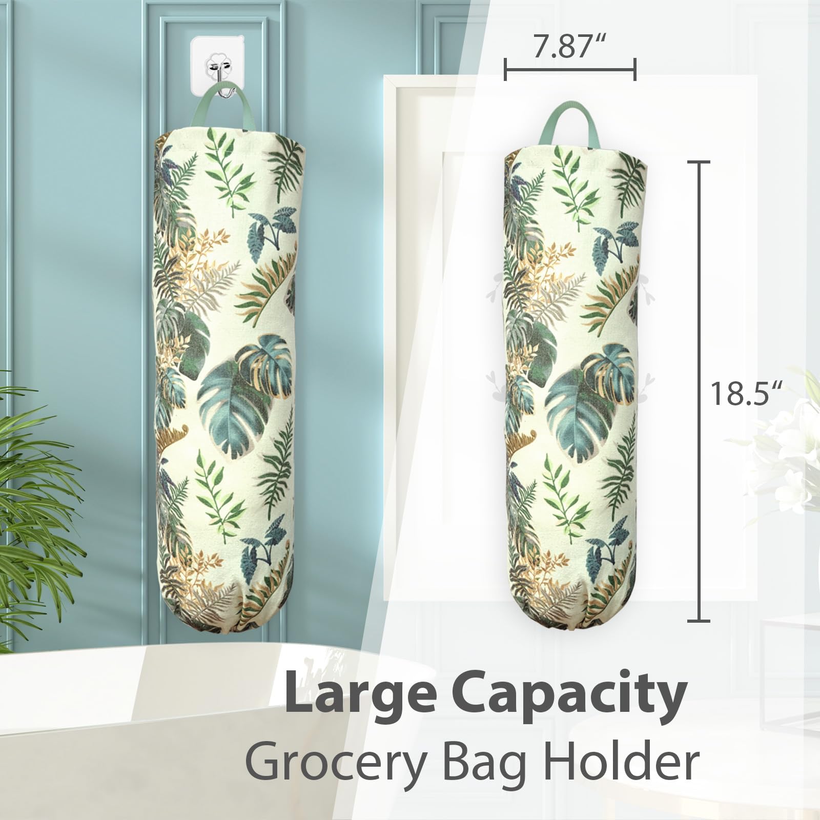 Plastic Bag Holder，Reusable Grocery Bag Holder，Wall Mount Plastic Bag Organizer Shopping Bags Carrier，Washable Large Grocery Bag Storage Dispenser for Home Kitchen Travelling Decor, 1 Pack，Alpaca