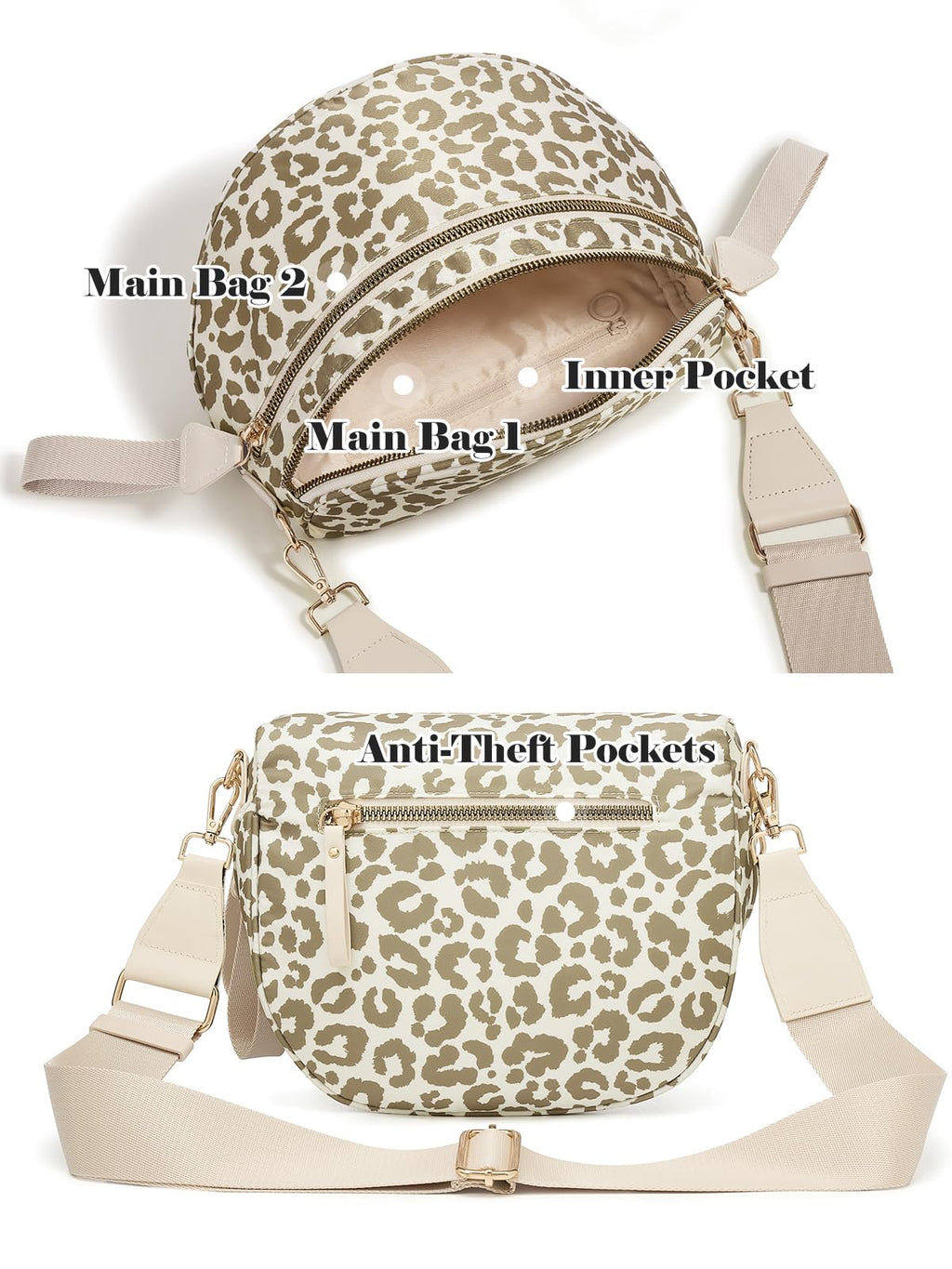 Pure Colour Crossbody Bag Bum Bag for Women,Spacious Purse Fanny Packs Belt Bag,Oversized Bum Bag (Bean Green Leopard Print Bum Bag)