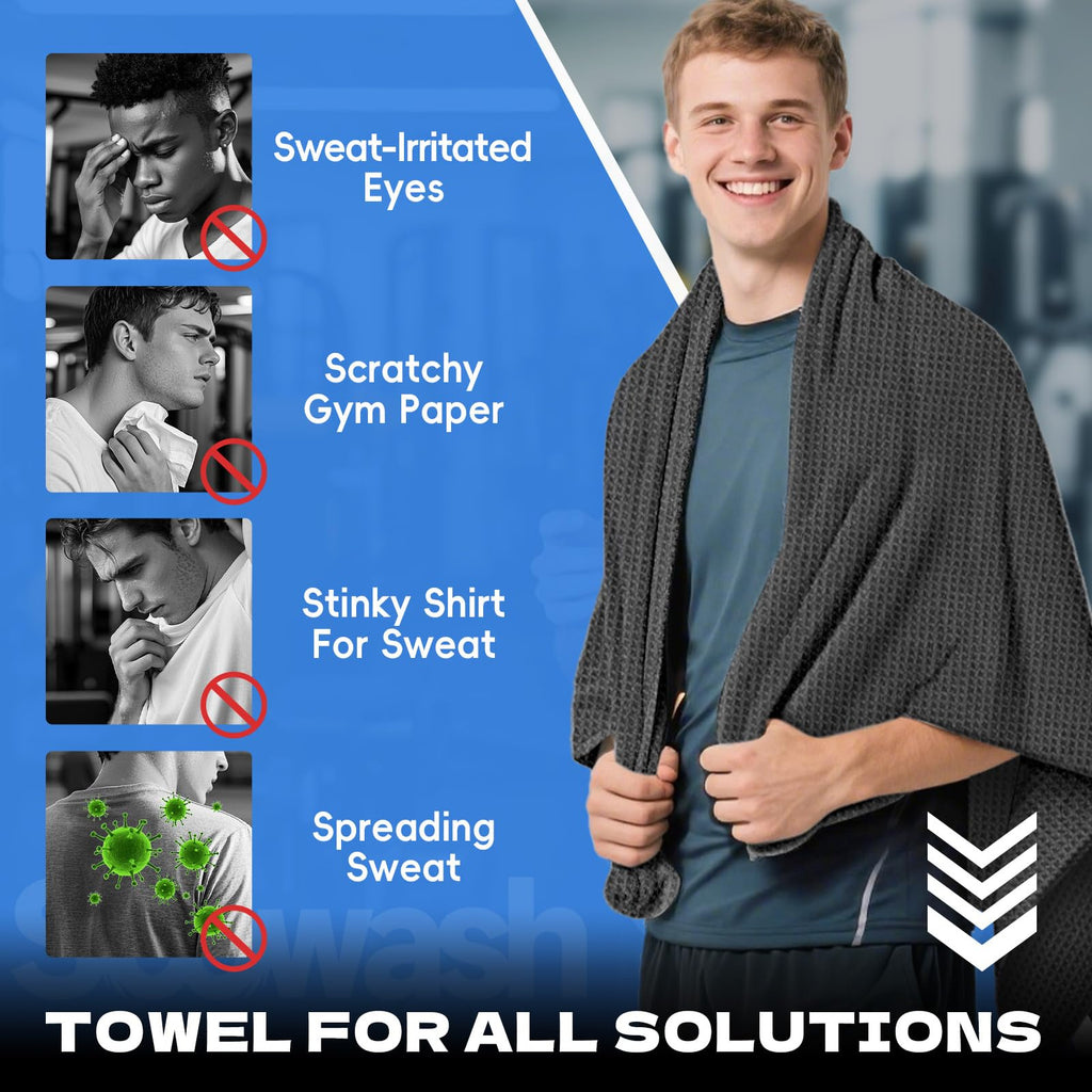 Microfiber Gym Towels for Showering Working Out Quick Dry Negative ions Large Middle Small Sizes Lightweight Gym Towel for Men Women Tennis Sports Towels for Body Hot Yoga Fitness Essentials