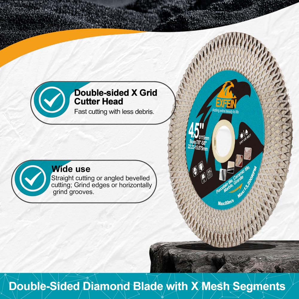 Diamond Tile Hole Saw Kit 12pcs - 6/8/10/25/35/50/65mm Core Drill Bits,10mm Milling Bit and 2" Chamfer Bit with Hex Adapter and 4.5" 2pcs Diamond Blade and for Tile Porcelain Marble