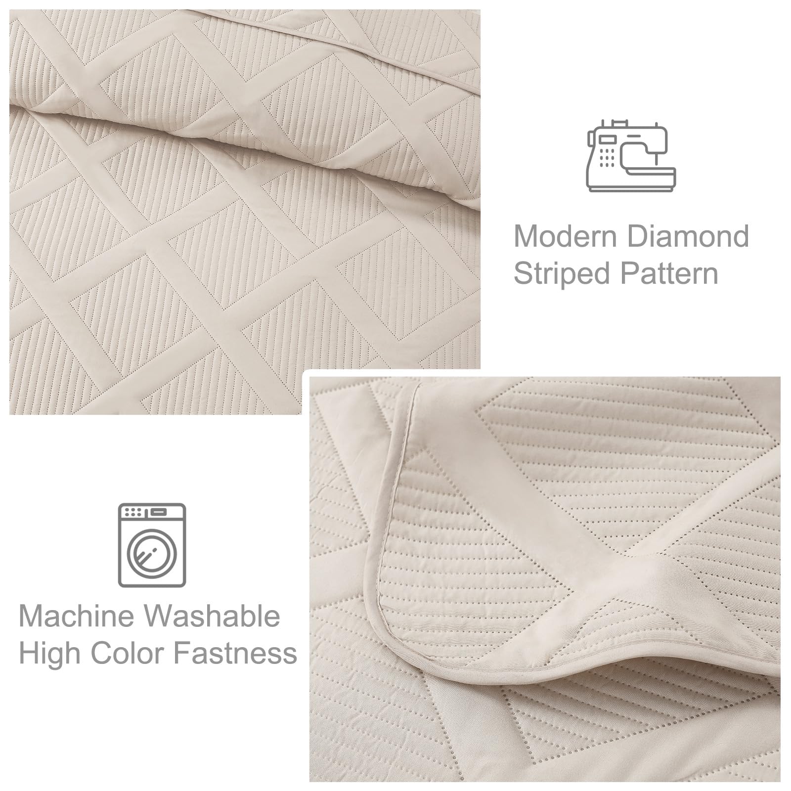 Exclusivo Mezcla Twin Size Quilt Set with Modern Striped Pattern, 2 Pieces Lightweight Black Quilts Bedding Set, Soft Bedspreads Coverlets for All Seasons