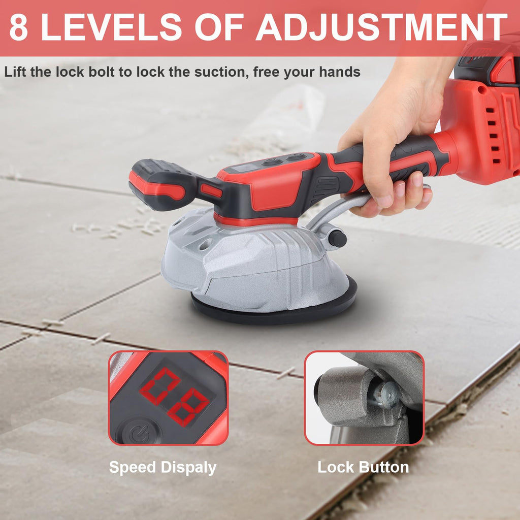 Tile Vibration Leveling Machine Compatible with Milwa-ukee 18V Battery, Cordless Tile Vibration Machine Installation Tool 150W Tiler Vibrator Tool with 8 Speed Suction Cup Digital Display (No battery)