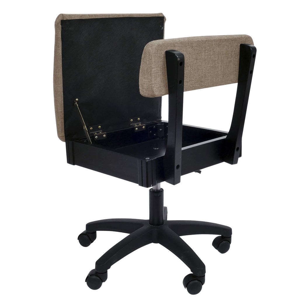 Arrow Sewing H8123 Adjustable Height Hydraulic Sewing and Craft Chair with Under Seat Storage and Solid Fabric, Lady Gray Fabric