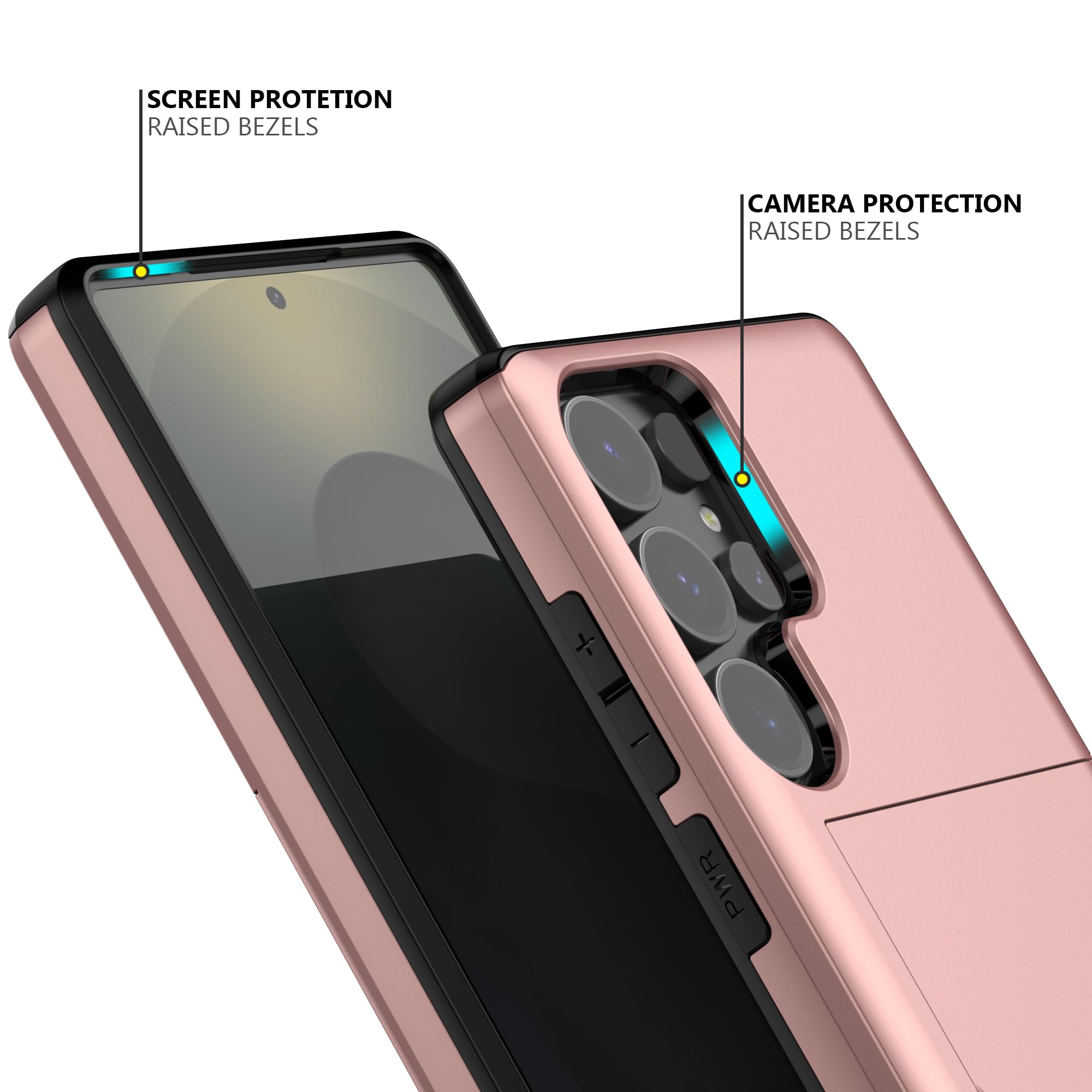 Nvollnoe for Samsung Galaxy S25 Case with Card Holder Dual Layer Heavy Duty Protective Case Hidden Card Slot Slim Wallet Cover for Samsung S25 6.2''(Black)