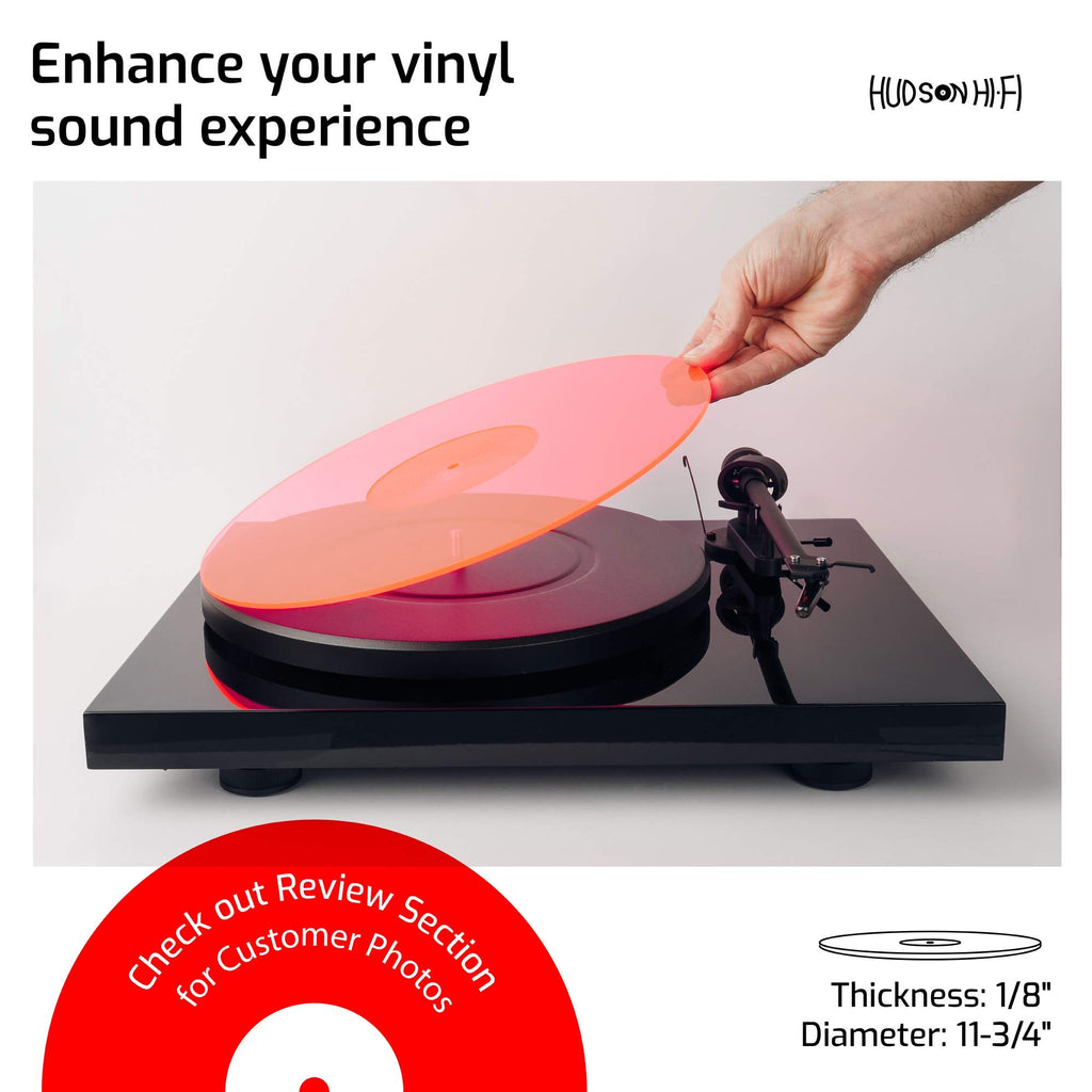 Hudson Hi-Fi Acrylic Turntable Mat – 11.75” Anti-Static Turntable Slipmat with Label Recess – 1/8” Thick Acrylic Platter Mat for Vinyl LP Record Players – Black
