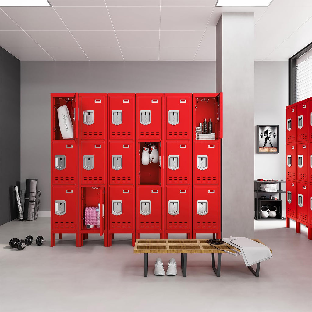 Lockers,Metal Locker, (Beige, 1 Door - (66.15" H x 11.8" W x 11.8" D))