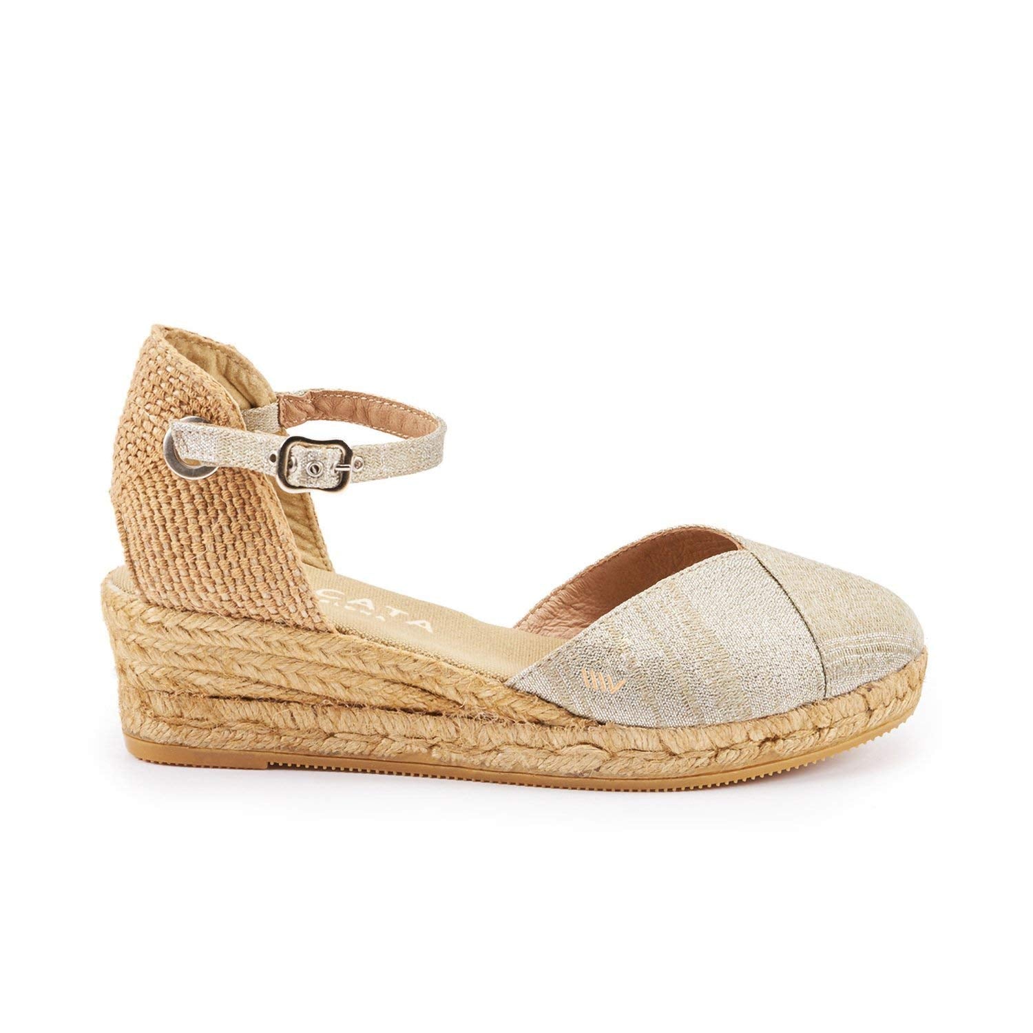Viscata Pubol Espadrille Canvas Low Wedges with Ankle Strap Spain Handmade 2” Heel Women's Sandals with Breathable Organic Cotton Canvas and 100% Natural Jute for all Occasions: Casual, Work, Party