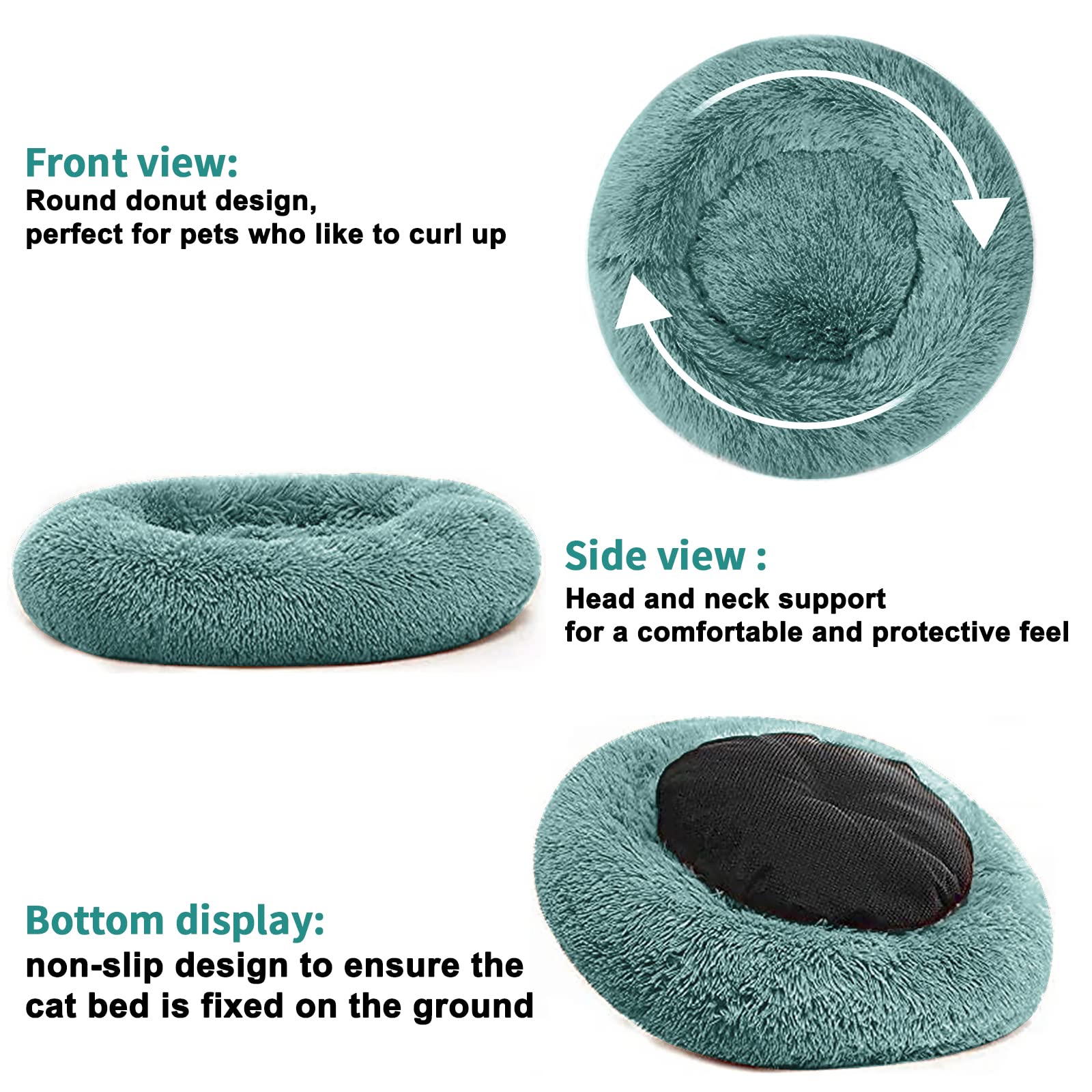 Nisrada Cat Beds for Indoor Cats,15.7 Inch Small Cats Beds, Washable-Round Pet Bed for Puppy and Kitten with Slip-Resistant Bottom