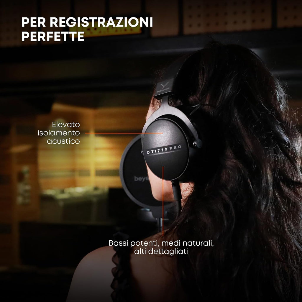 beyerdynamic DT 1770 PRO MKII Wired Over-Ear Headphones, 30 Ohm, Closed-Back Professional Recording Studio Monitor. 2 Detachable Cables, Velour & Leatherette Ear Pads, Handmade in Germany. Black