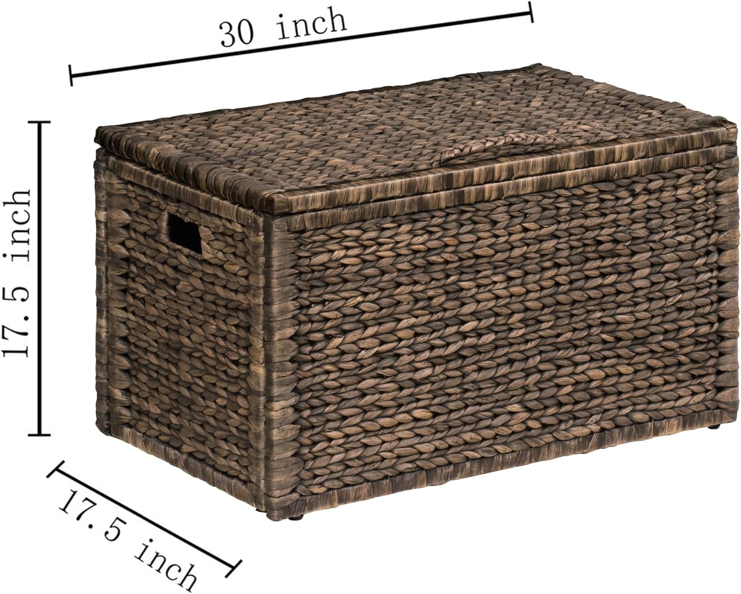 eHemco Heavy-duty Water Hyacinth Wicker Storage Trunk with Metal Frame, 30 by 17.5 by 17.5 Inches, Brown Wash