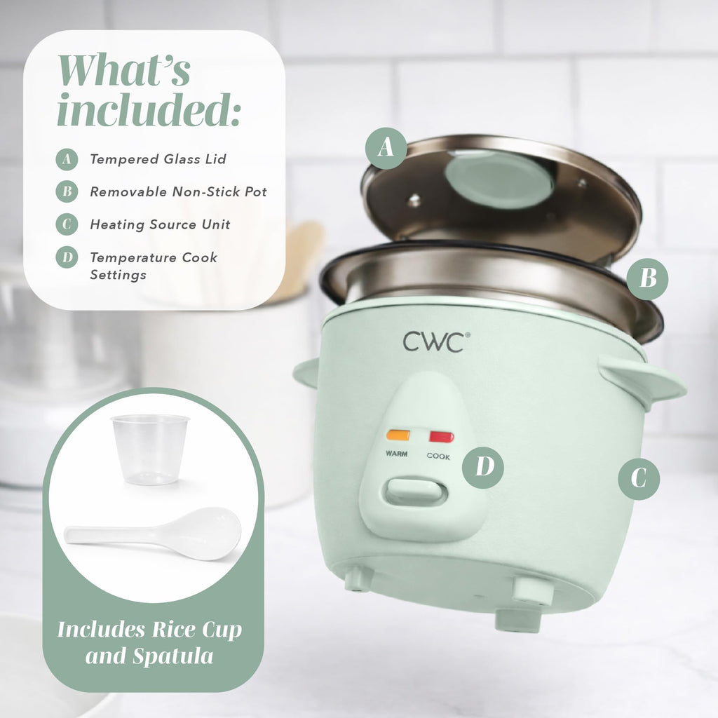 COOK WITH COLOR 6 Cup Rice Cooker 300W - Effortless Cooking and Perfectly, Cooks 3 Cups of Raw Rice for 6 Cups of Cooked Rice, Floral Blue