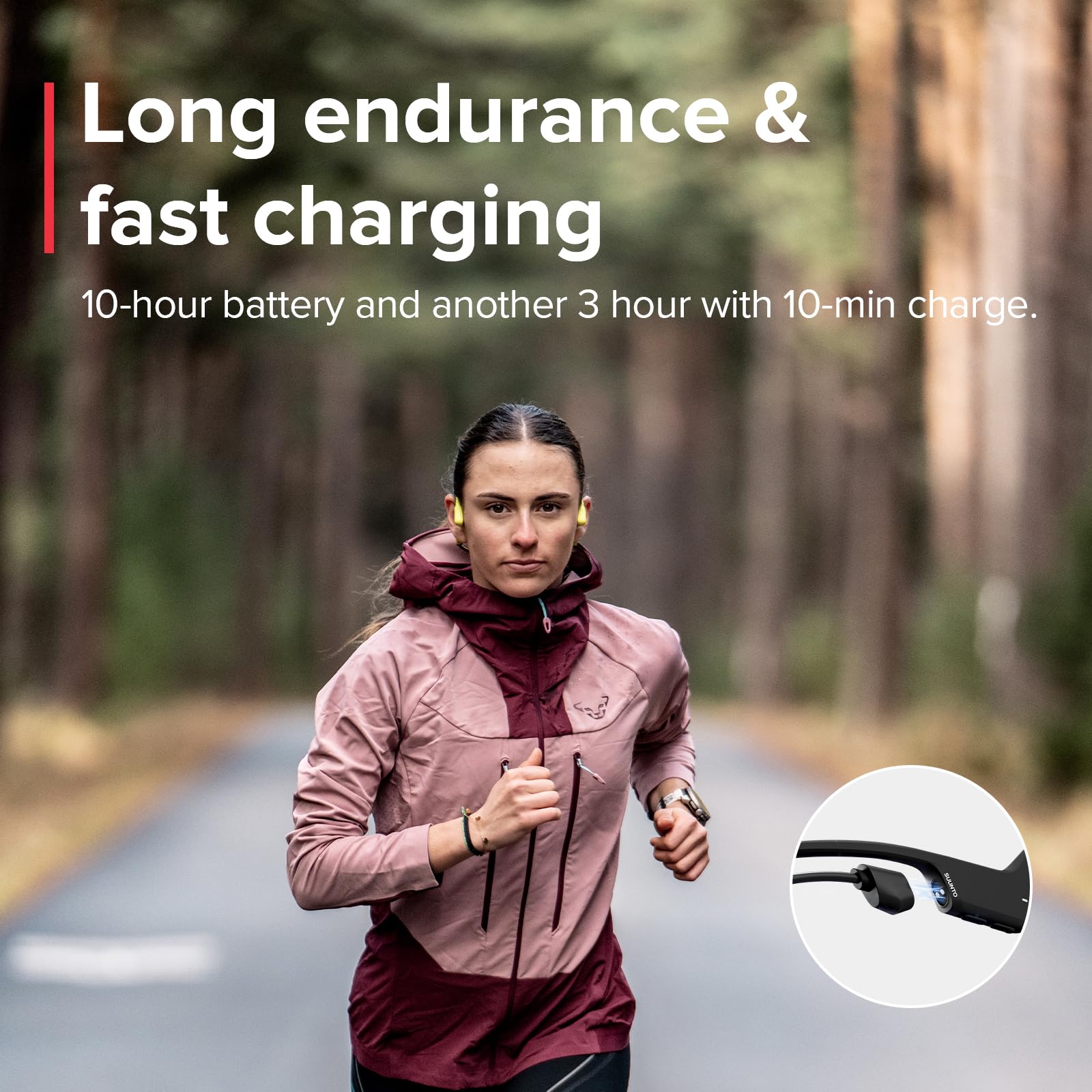 SUUNTO Sonic Open-Ear Bone Conduction Sports Headphone, Bluetooth Wireless Headset w/Enhanced Bass & Multipoint Connection, 10H Playtime w/Fast Charging, Built-in Dual Mics, Waterproof & Lightweight
