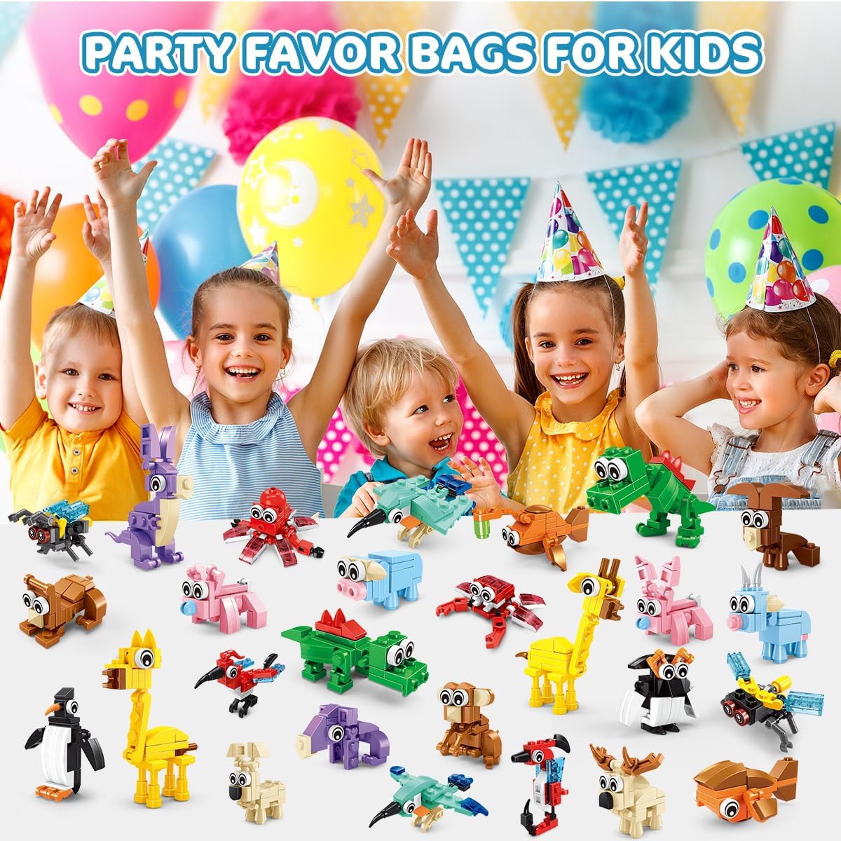 INSOON 30 Packs Animal Party Favors for Kids, 810 PCS Mini Animal Building Block Toy Set for Goodie Bag Fillers Classroom Prizes Easter Birthday Children's Day for Boys Girls Student Ages 6+