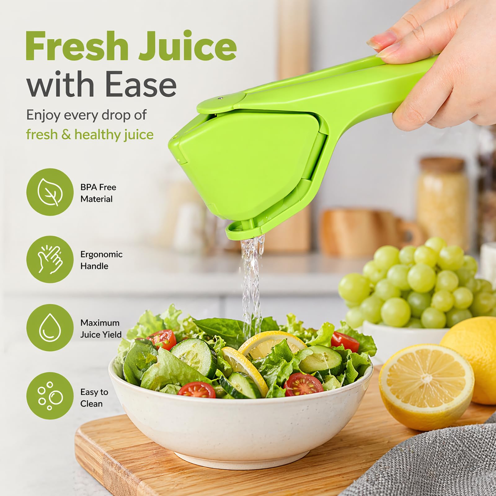 Lemon Squeezer, Effortless Manual Flat Lime Juicer Hand Press | Easy to Make Juice From Lemon, Lime, Citrus, Orange, Fruits, Folds Design For Saving Space Storage