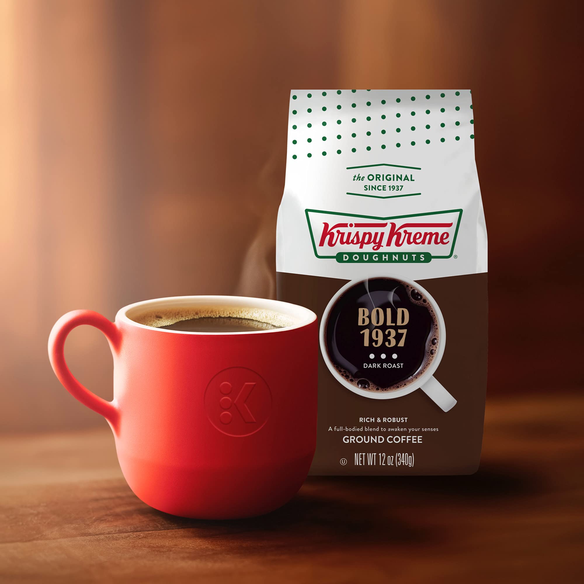 Krispy Kreme Doughnuts, Classic, Ground Coffee, Medium Roast, Bagged 12oz