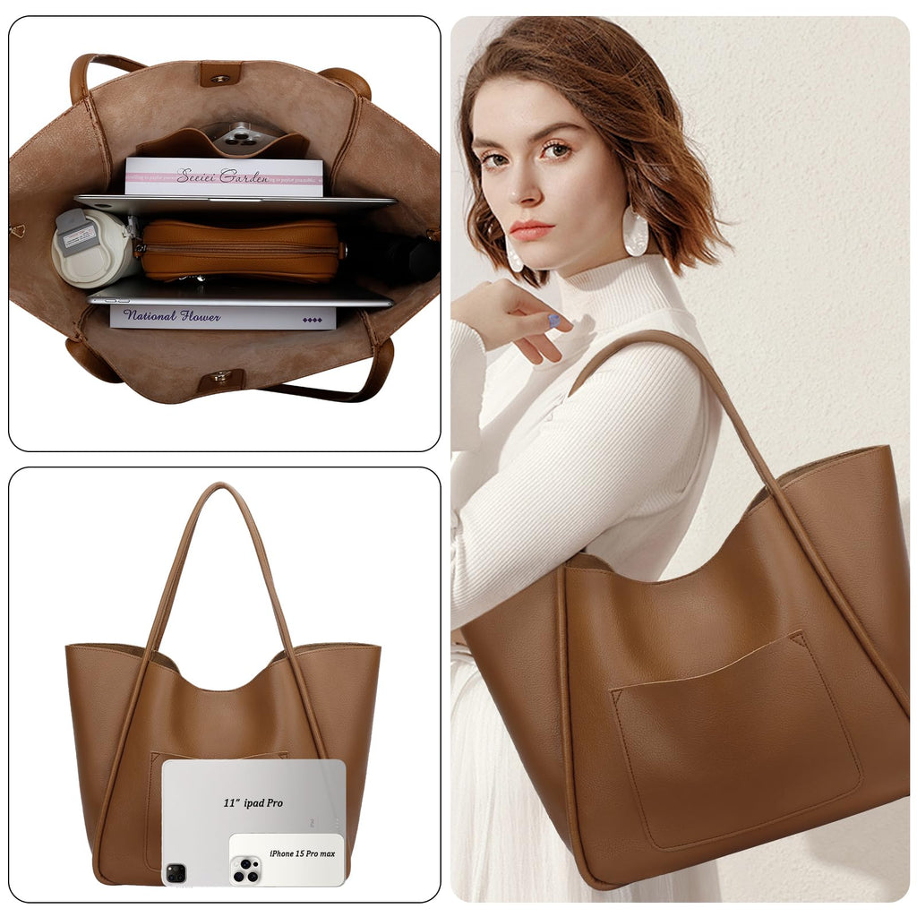 KKXIU Tote Bag for Women Vegan Leather Shoulder Purse Large Capacity Travel Bag