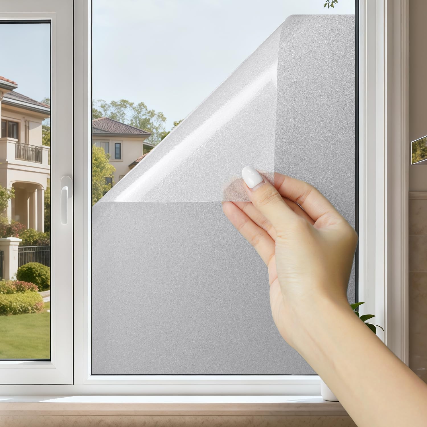 Window Privacy Blinds, Removable Glass Door Privacy Film, Suitable for Bathrooms, Offices, Static Cling Decorative Film, Reusable Window Stickers (Blinds, 17.5 x 78.7 inch)
