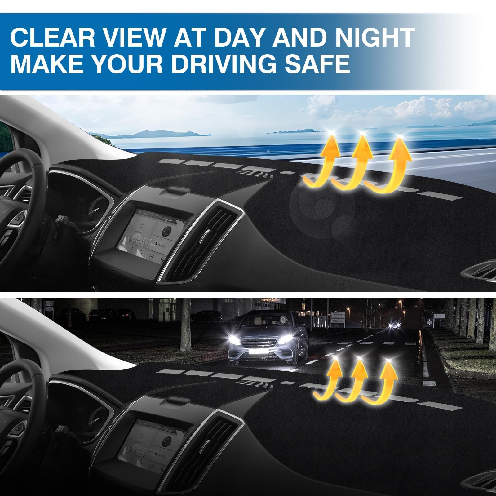 KUST Black Dash Cover for Ford Ranger 1995-2011/Ford Explorer 1995-2001/Mazda B2300 B2500 B3000 B4000 1995-2008/Mercury Mountaineer 1997-2001 Polyester Dashboard Cover Accessories for Ranger