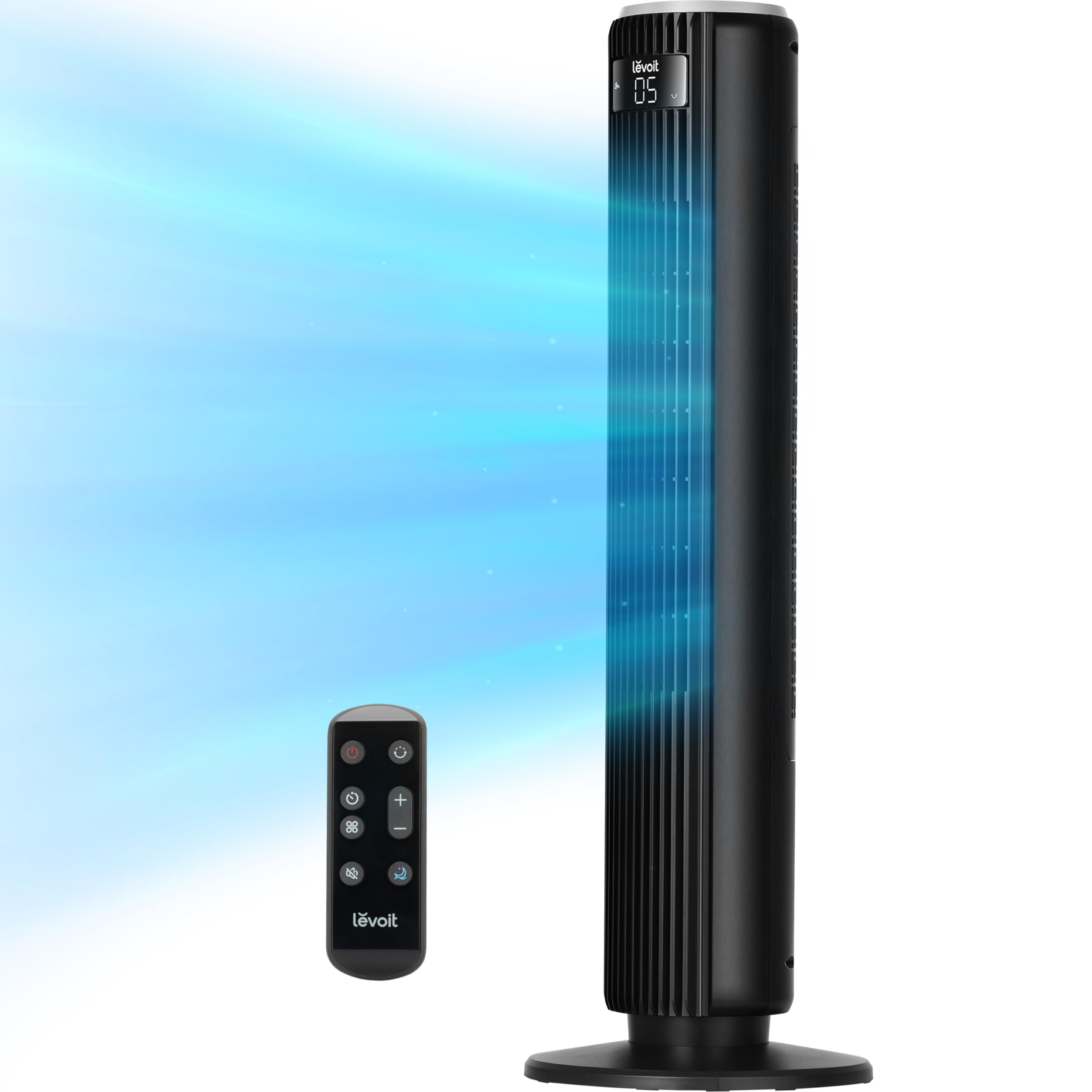 LEVOIT Tower Fan for Bedroom, 90° Oscillating Standing Fan with 28dB Quiet for Sleep, 25ft/s Velocity, 12H Timer, 5 Speeds 4 Modes, Remoter, Bladeless Room Fan for Home, Office, Indoor, 36 inch, White