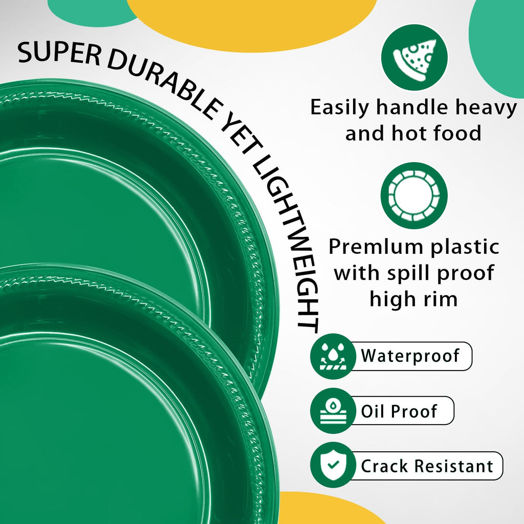 50 Pcs Black Plastic Plates, 10 Inch Black Plates, Black Party Plates Disposable for Birthday Weddings Fathers Day World Cup