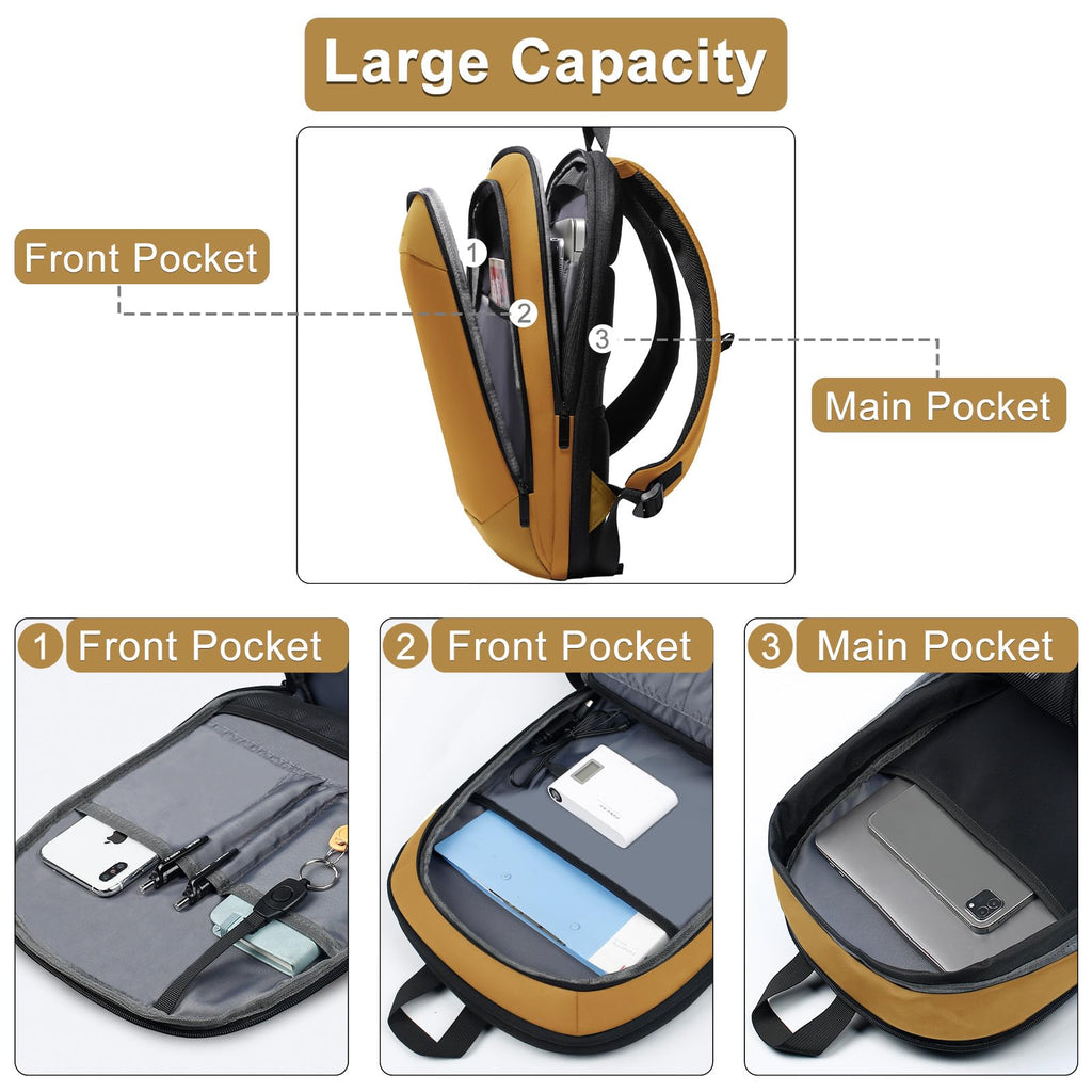 hk Business Backpack for Men 15.6 Inch,Slim & Expandable Waterproof Travel Laptop Backpack, Anti-Theft Lightweight Work Computer Bag, College Laptop Backpacks Gifts for Men Women-Black