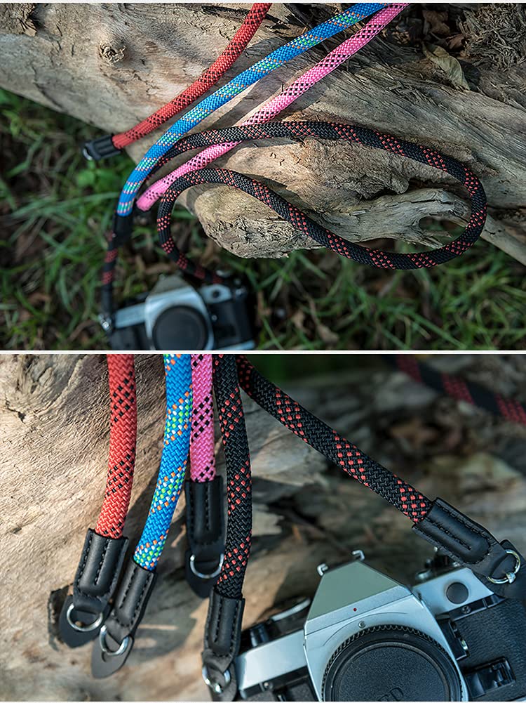 Camera Strap Vintage 100cm Nylon Climbing Rope Camera Neck Shoulder Strap for Micro Single and DSLR Camera.(Black)