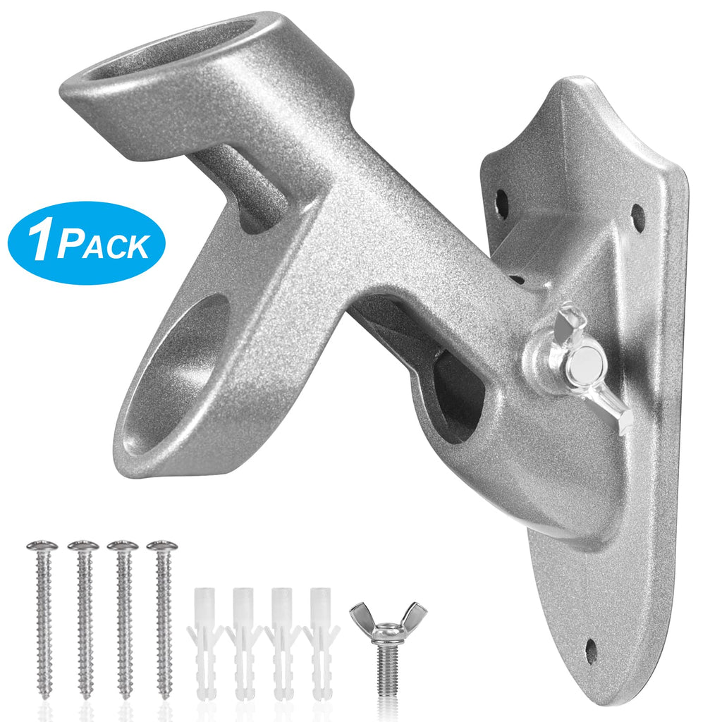 Flag Pole Holder Brackets, BONWIN 1" Flag Pole Mounting Bracket with Hardwares for House Wall Mount, 1" Inner Diameter, Two Positions & Aluminium Alloy, Rust Free Coated (Black - 1 Pack)