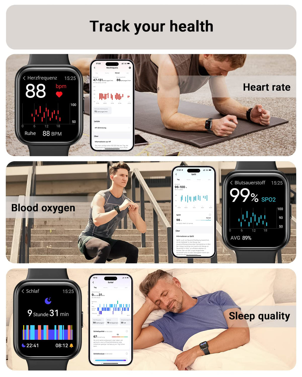 Tensky Smart Watch for Men/Women Android/iPhone/Samsung, Alexa Built-in, 1.8" Touch Screen Fitness Tracker with Answer/Make Calls, 3ATM Waterproof Heart Rate/Sleep/SpO2 Monitor, 120+ Sport Modes
