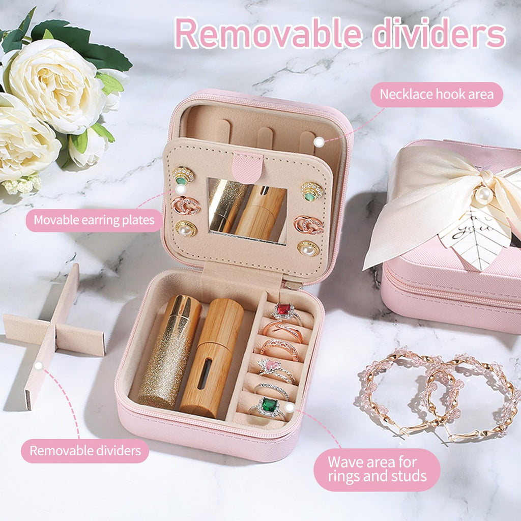 AYGXU Travel Jewelry Box for Women and Girls - Small Case With Initial A-Z - Teacher Gifts