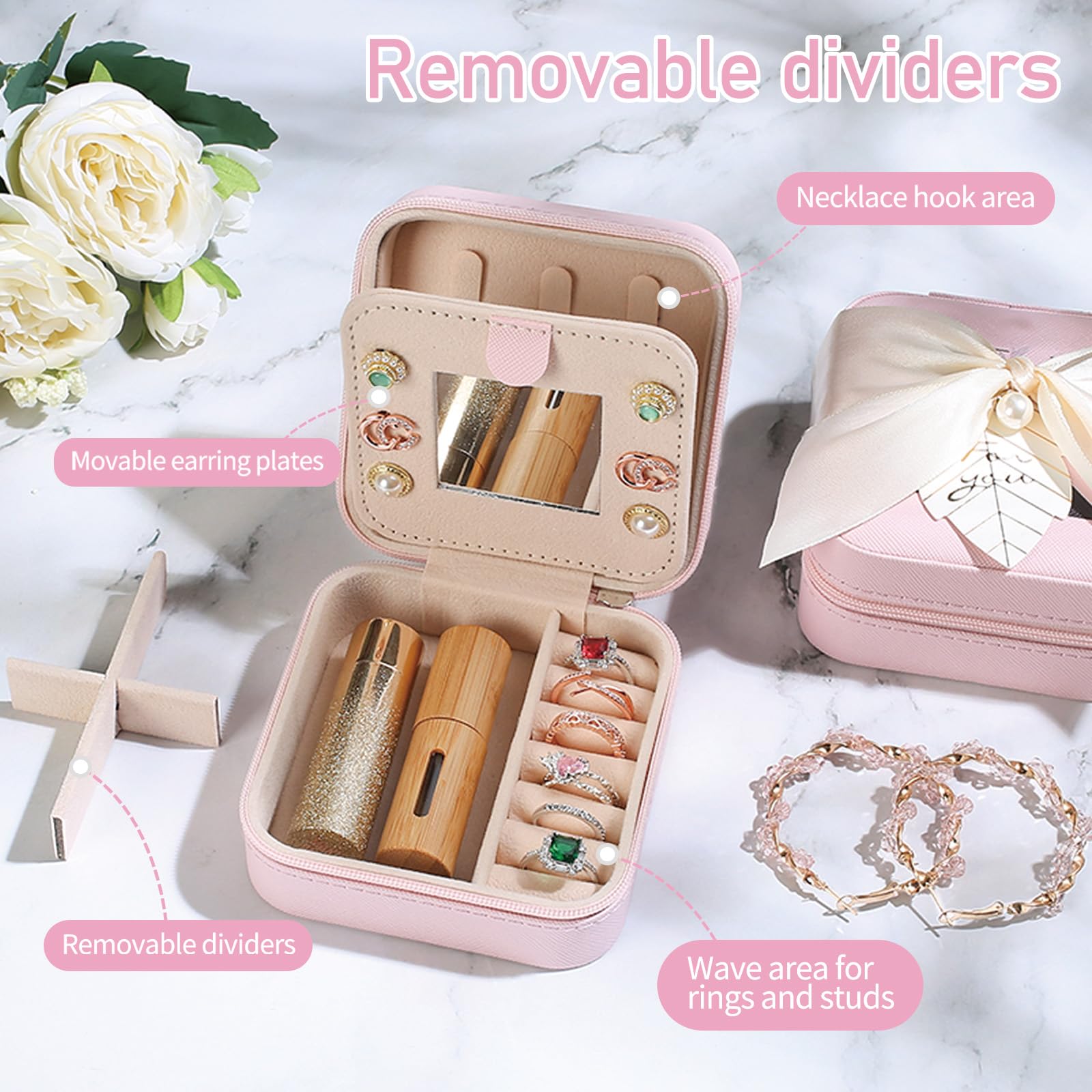 AYGXU Travel Jewelry Box for Women and Girls - Small Case With Initial A-Z - Teacher Gifts