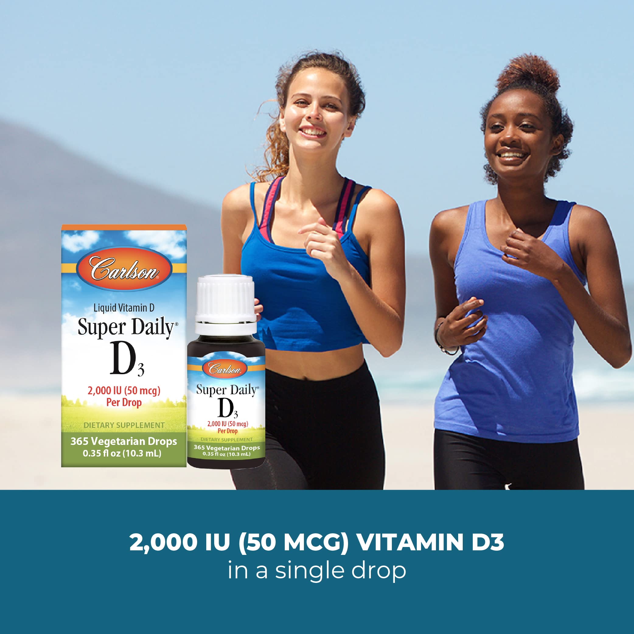 Carlson - Super Daily D3 5,000 IU (125 mcg) per Drop, Vitamin D Drops, Immune Support, Heart Health, Liquid Vitamin D3, Unflavored, 90 Drops