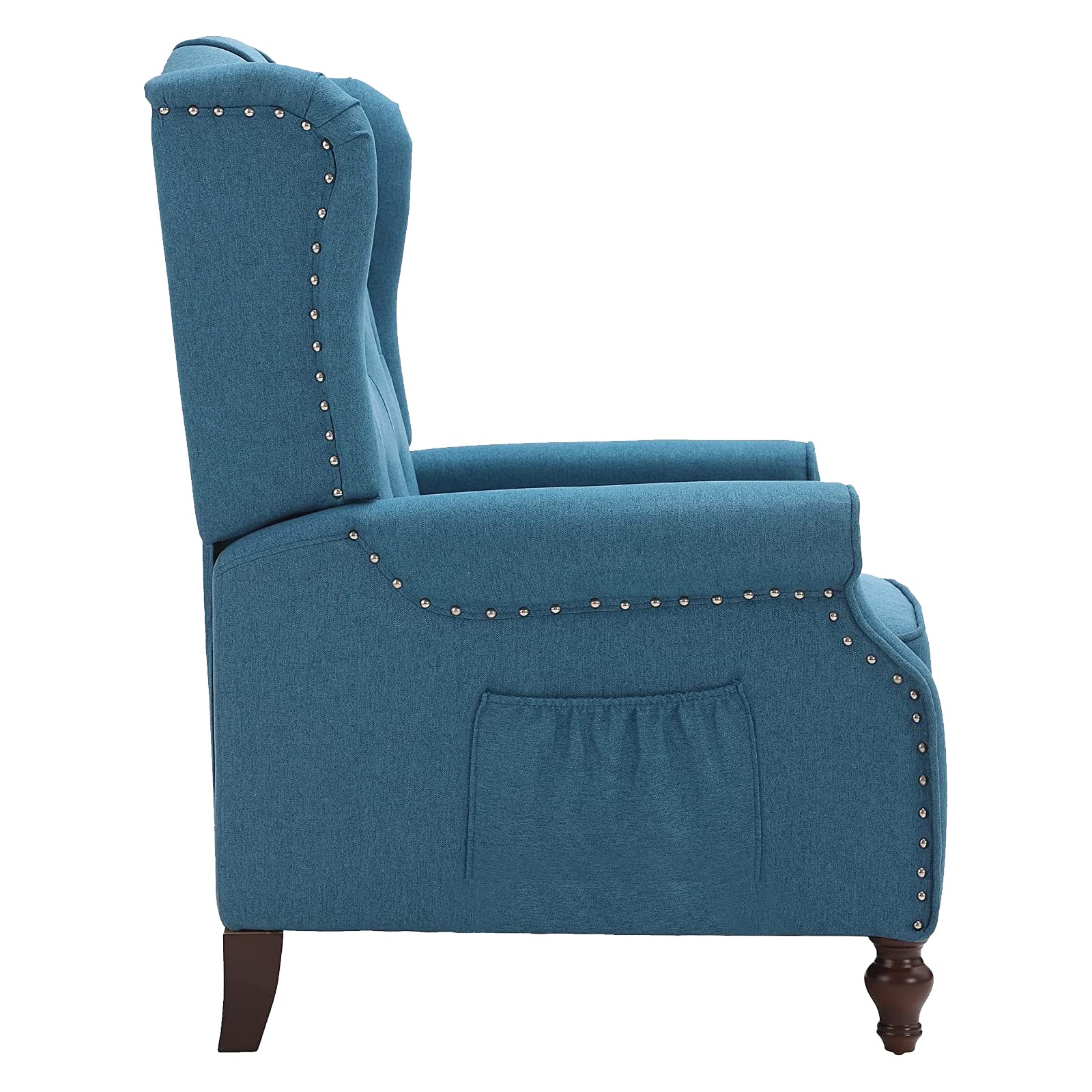 Wingback Chair with Massage and Heat, Tufted Fabric Pushback Recliner Chair, Wingback Recliner Chair with Remote Control, Padded Cushion, Wooden Legs, Small Recliners for Small Spaces