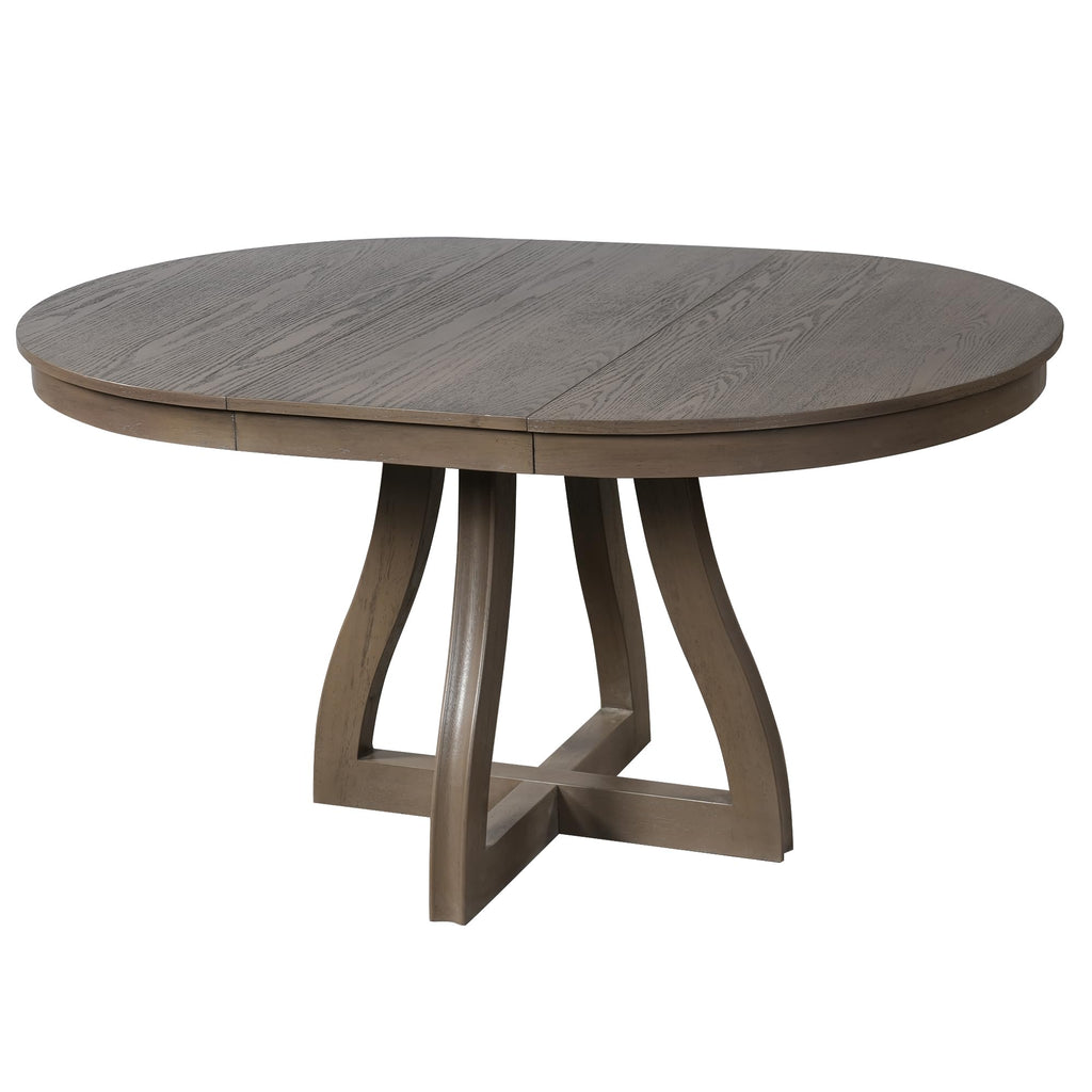 LUMISOL Round Dining Table for 4-6 People, 41"-57" Extendable Kitchen Table with 16" Removable Leaf for Small Places, Kitchen, Dining Room, Espresso