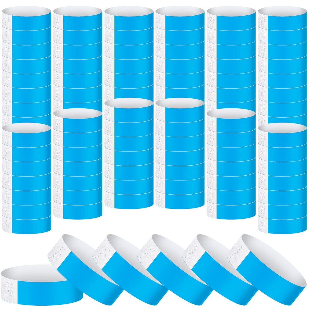 Tudomro 1200 Pack Plastic Paper Wristbands for Events Neon Party Wrist Bands Colored Waterproof Concert Identification Hand Bands Lightweight Adhesive Wristband(Blue)