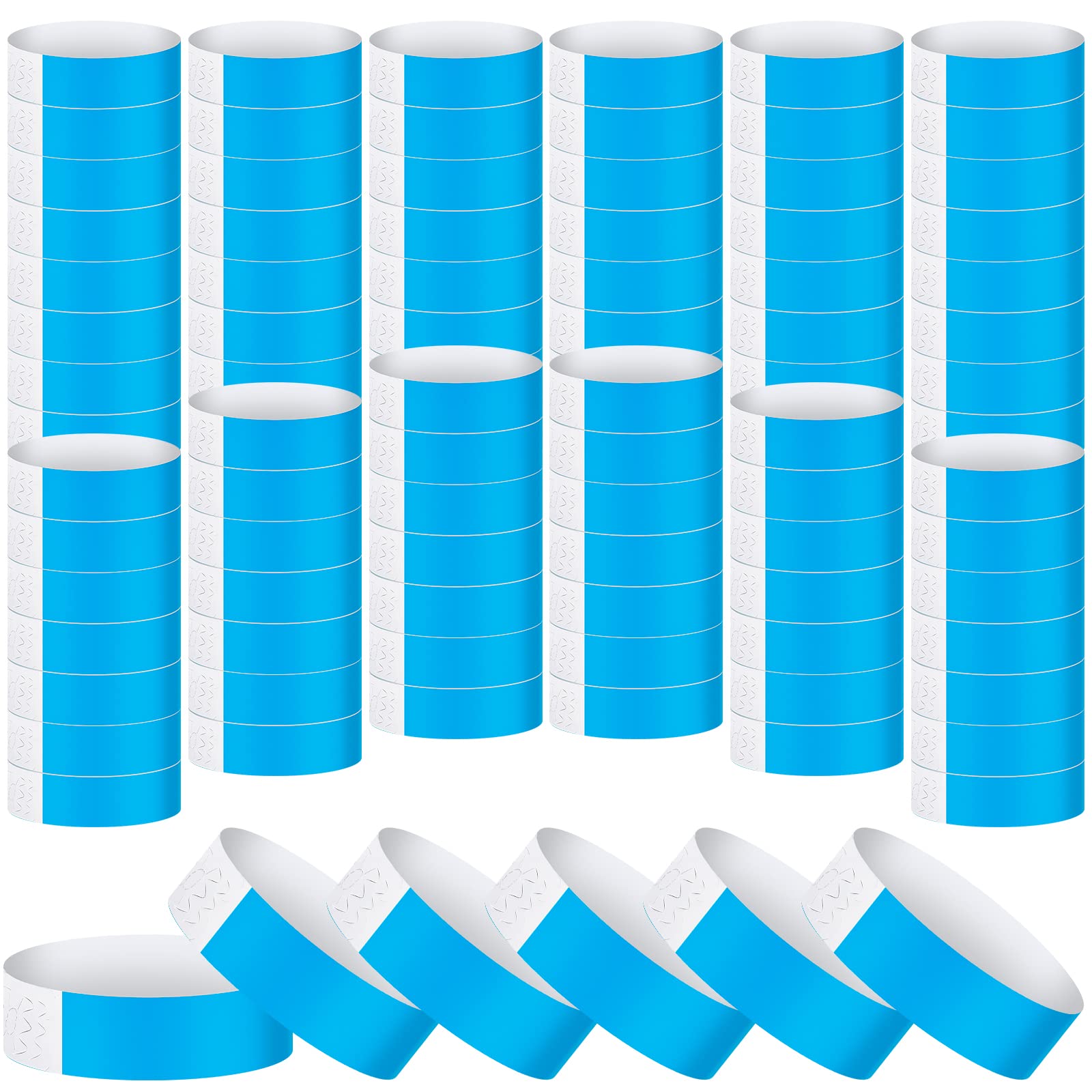 Tudomro 1200 Pack Plastic Paper Wristbands for Events Neon Party Wrist Bands Colored Waterproof Concert Identification Hand Bands Lightweight Adhesive Wristband(Blue)