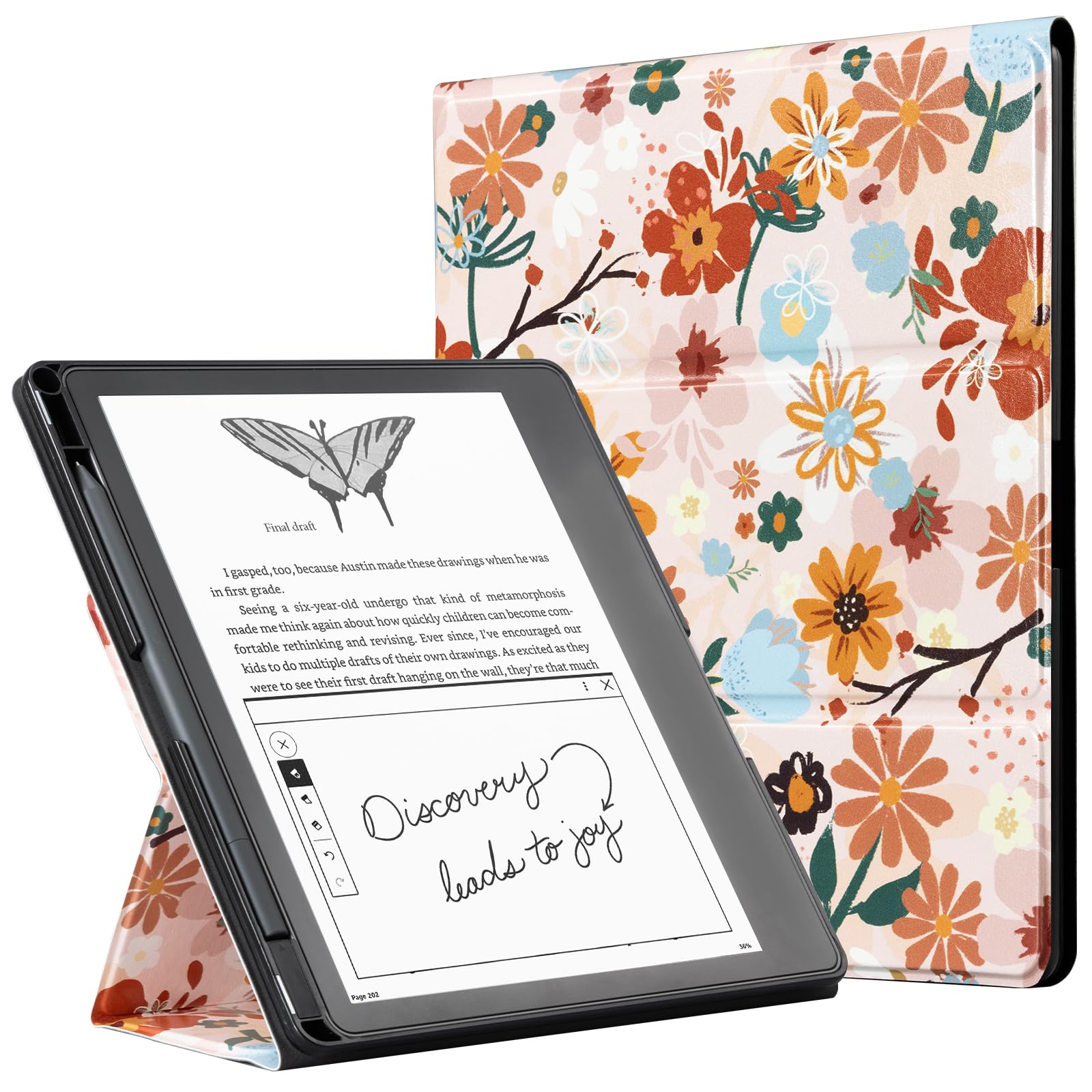 CoBak Stand Case for Kindle Scribe - Premium Folio Leather Cover with Pen Holder, Auto Sleep/Wake - Compatible with 10.2 Inch Kindle Scribe (2022/2024 Release)
