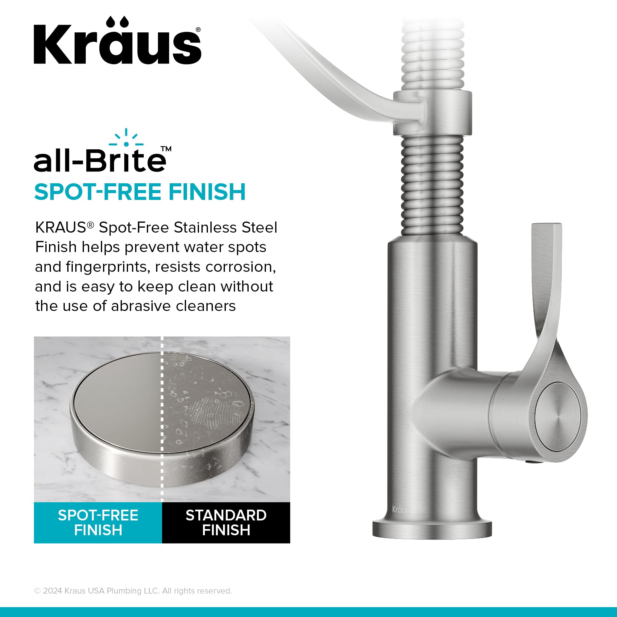 KRAUS Torak Pull Down Kitchen Faucet in Matte Black with Commercial Style Spring Spout, 2 Function Sprayer, Pre-Attached Water Lines, and Mounting Hardware, KPF-2635MB