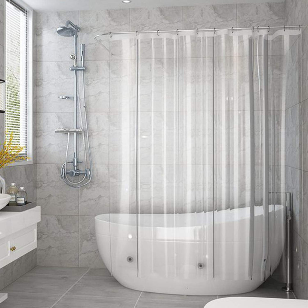 AooHome Eva Small 36x72 Inches Shower Liner, See Through Clear 8 Gauge Bathroom Curtain with Hooks, Bottom Magnets, Water Repellent, Heavy Duty, Rust Proof Grommets