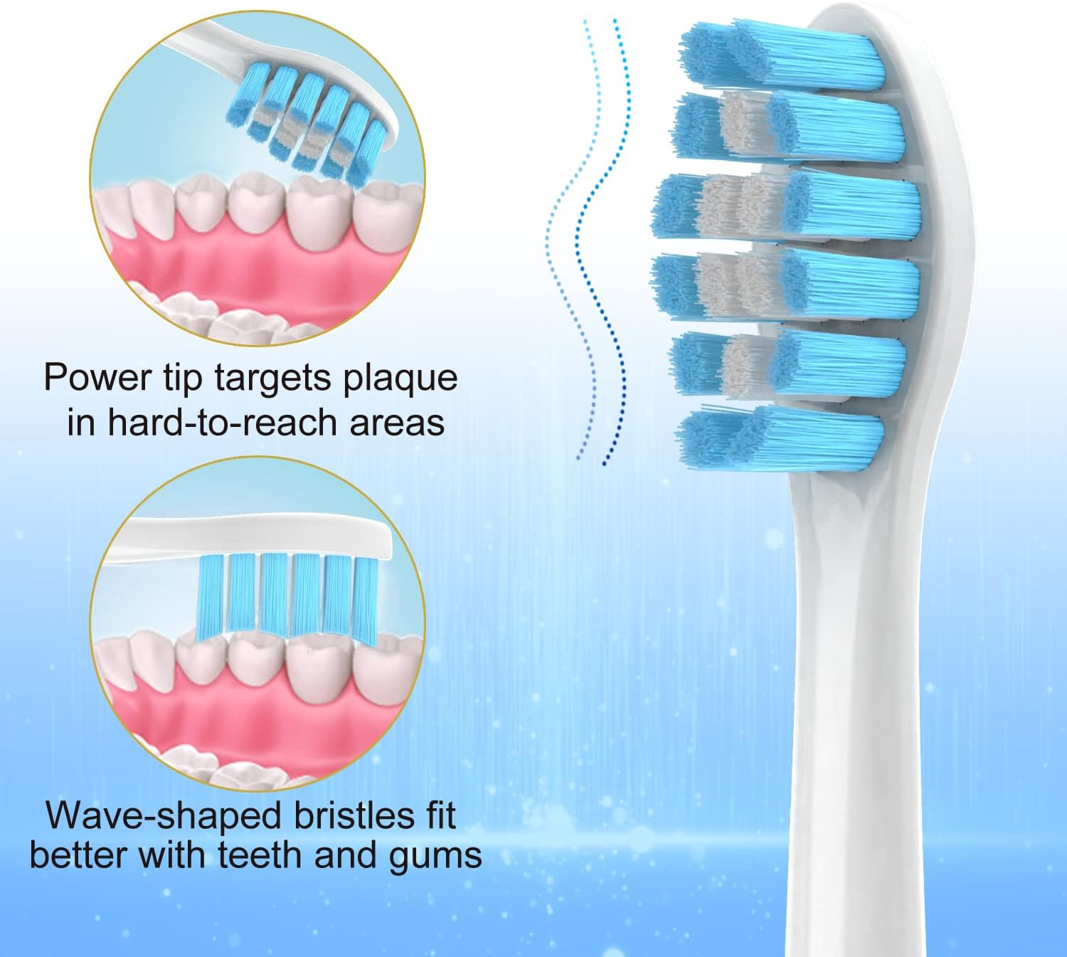 OralClass Replacement Toothbrush Heads for Philips Sonicare Click-on Handles, Medium Soft Electric Brush Heads Refills, 8 Pack