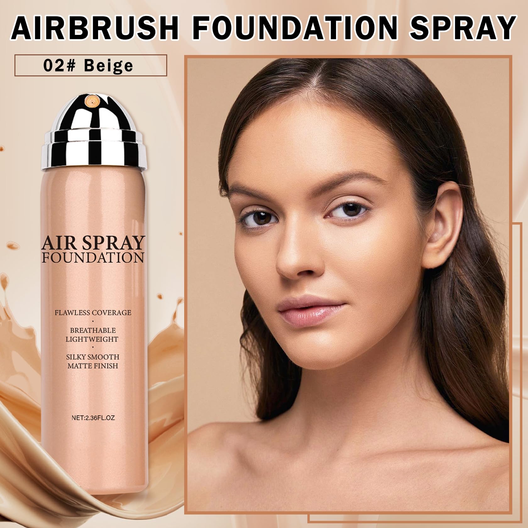 Air Brush Makeup Foundation and Makeup Primer for Face,Hydrates and Moisturizes,Buildable Coverage with Anti-aging Formula for Smooth Radiant Skin (01 Natural/Warm Porcelain)