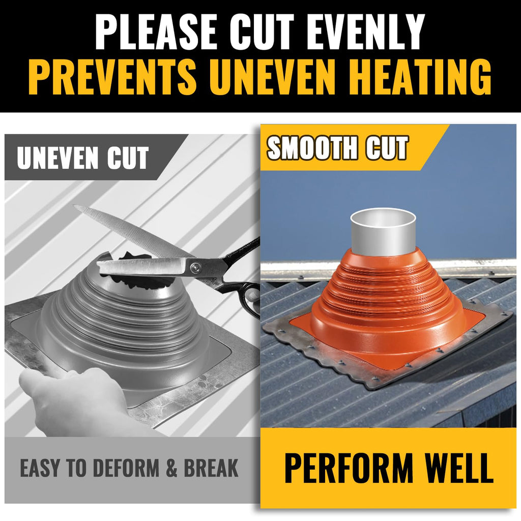VIVIDA #1 Metal Roof Pipe Flashing, Metal Roofing Pipe Boot Kit, High Temp Silicone Vent Boot, for Tube OD 1/4" to 2", Square Base, Screws & Hex Socket Included, 1 Pack, Black
