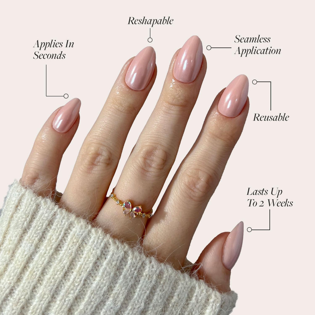 Glamnetic Press On Nails - Cashmere Blue | Opaque Soft Pale Sky Blue Short Squoval Fake Nails, Salon Quality | 15 Sizes - 30 Nail Kit