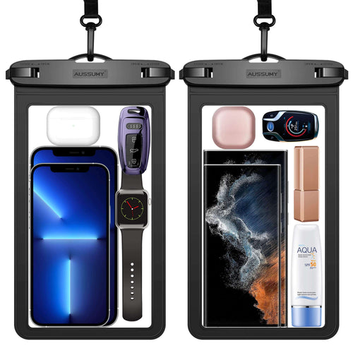 4 Pack 10.5“ Large Waterproof Phone Pouch - Underwater Clear Cell Holder - Universal Water Proof Dry Bag with Neck Lanyard for iPhone 16 Pro Max Samsung Galaxy with Heavy Case for Beach Swimming Pool