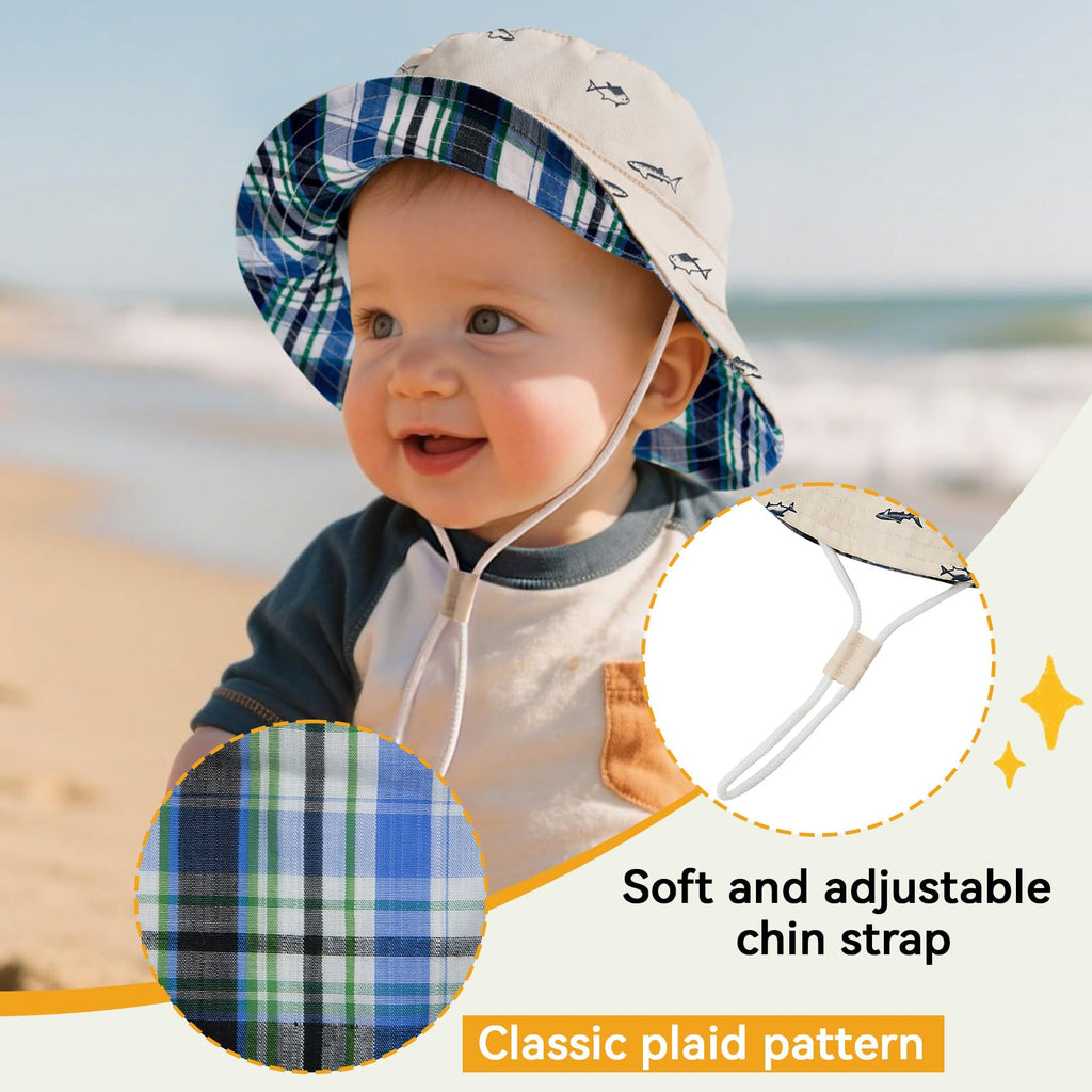 Durio UPF 50+ Beach Baby Sun Hat Sun Protection Cute Wide Brim Summer Baby Boy Bucket Hats Toddler Sun Hats for Girl