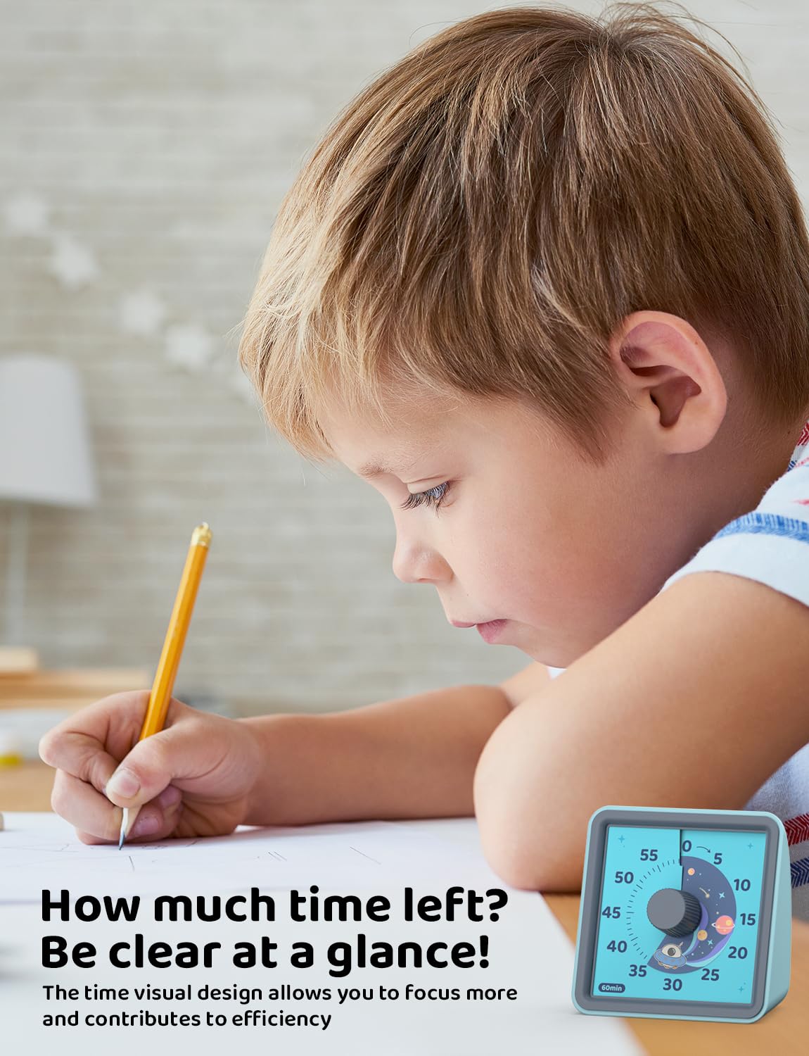 LIORQUE 60 Minute Visual Timer for Kids, Visual Countdown Timer for Classroom Office Kitchen with 'Rainbow' Pattern Design, Pomodoro Timer with Silent Operation (Batteries Included)