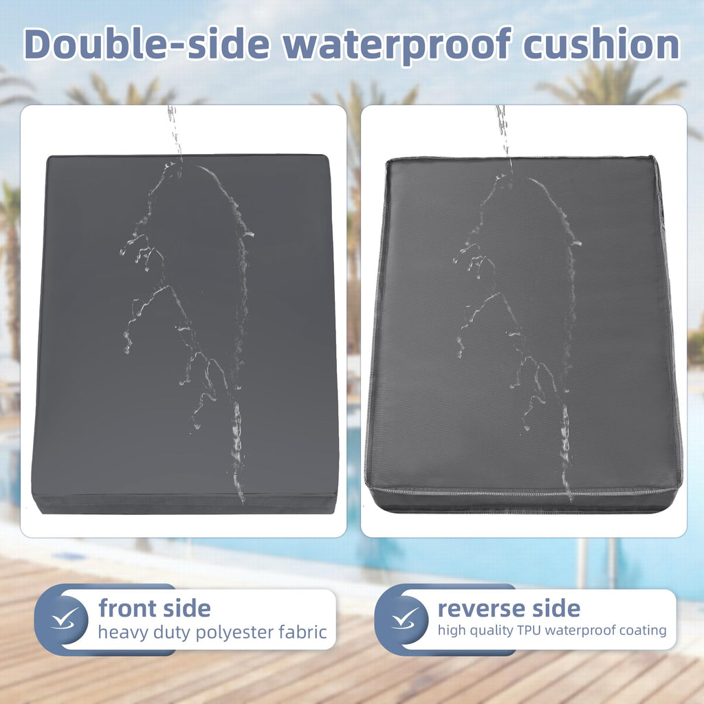 Favoyard Chaise Lounge Cushions Outdoor 72 x 21 x3 Inch Waterproof & 3-Year Fade Resistant Outdoor Lounge Chair Cushions with Removable Cover, Ties and Hidden Zipper for Patio Pool Lounge Chairs