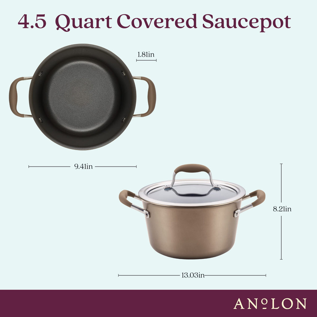 Anolon Advanced Home Hard Anodized Nonstick Sauce Pan/Saucepan with Straining and Lid, 2 Quart (2 Qt Straining Saucepan, Indigo)