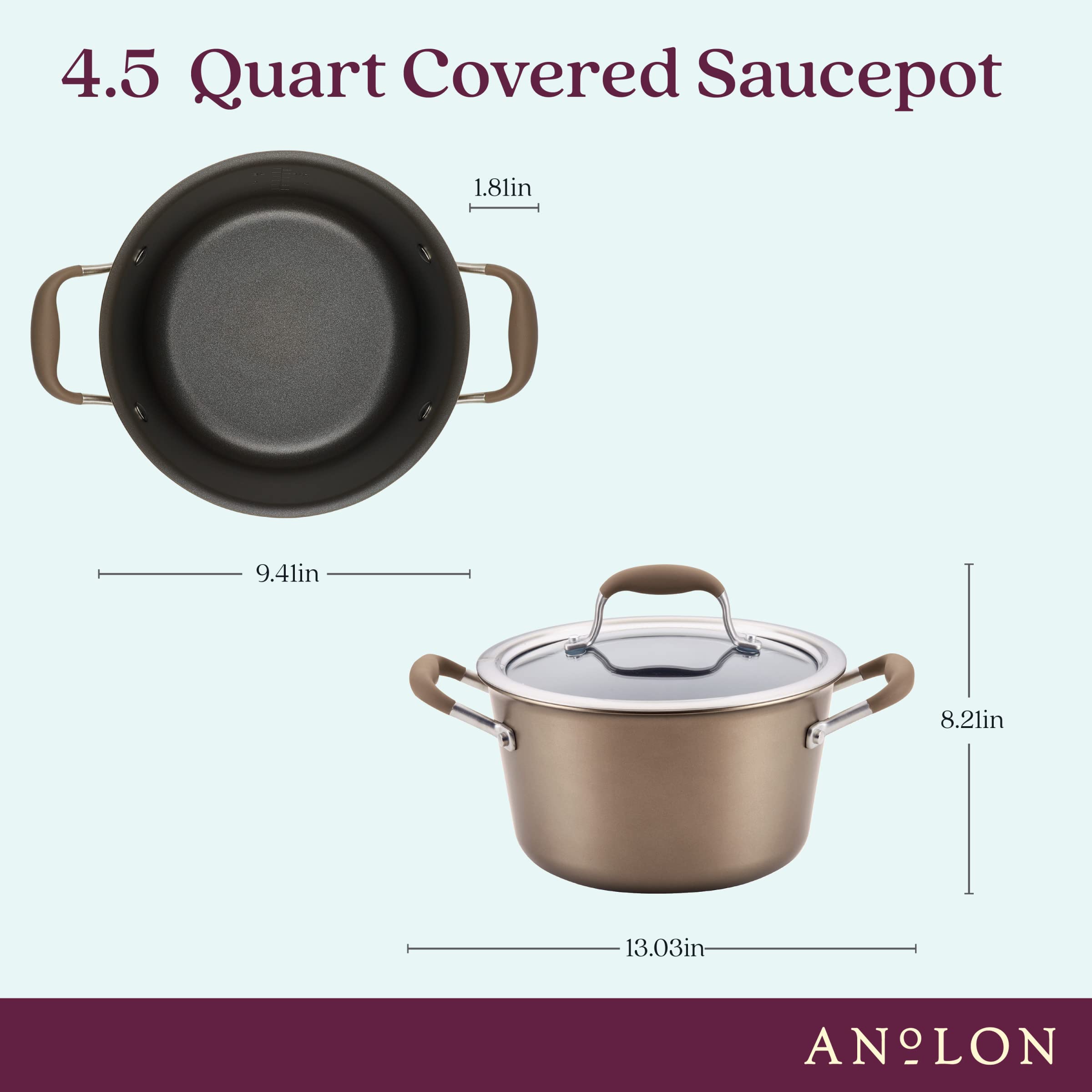 Anolon Advanced Home Hard Anodized Nonstick Sauce Pan/Saucepan with Straining and Lid, 2 Quart (2 Qt Straining Saucepan, Indigo)