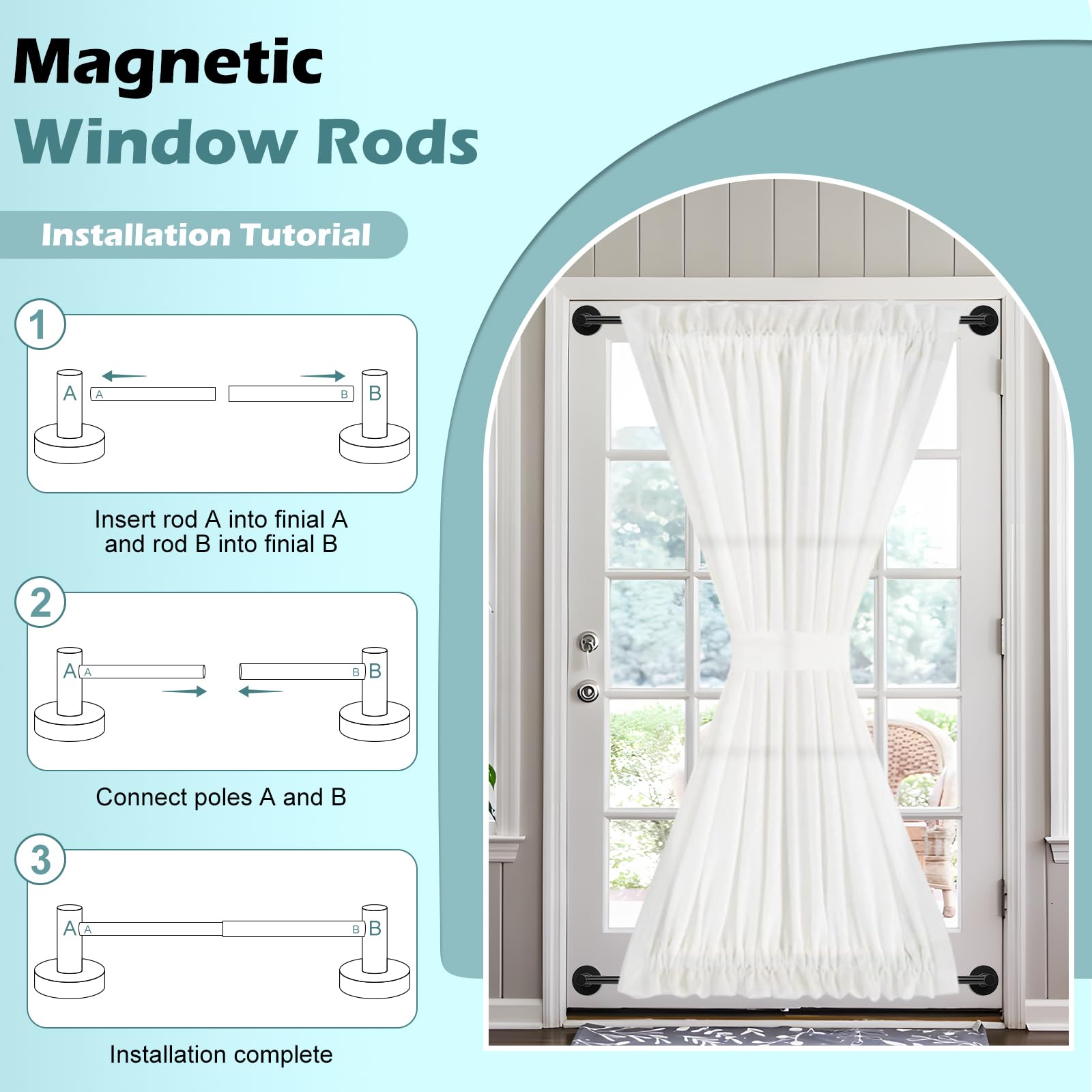 Gold Magnetic Curtain Rod for Door:Magnet Curtain Rods for Classroom Whiteboard,Small Adjustable Magnetic Towel Bar,Tool-Free French Magnet Pole with Leather Protective Cover No Drilling 16-28"